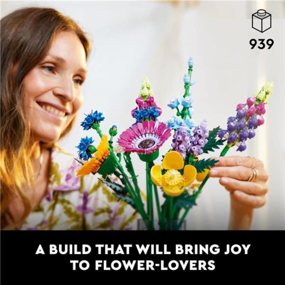 LEGO Icons Wildflower Bouquet Set - Artificial Flowers with Poppies and - Picture 2 of 7